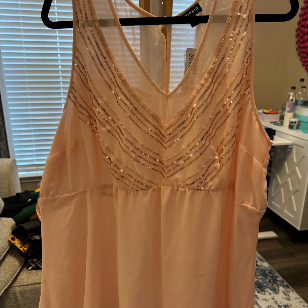 Torrid Blush Chiffon Embellished Peplum Top